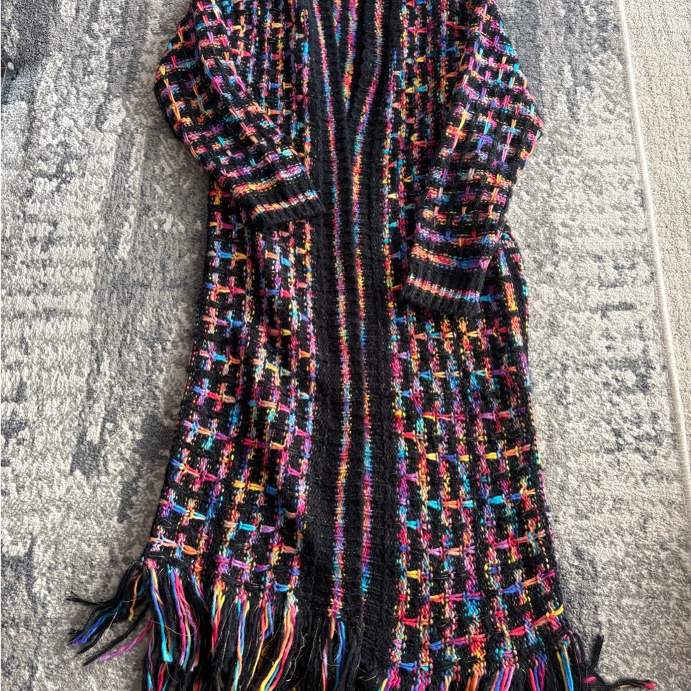 Colorful Plaid Knit Cardigan